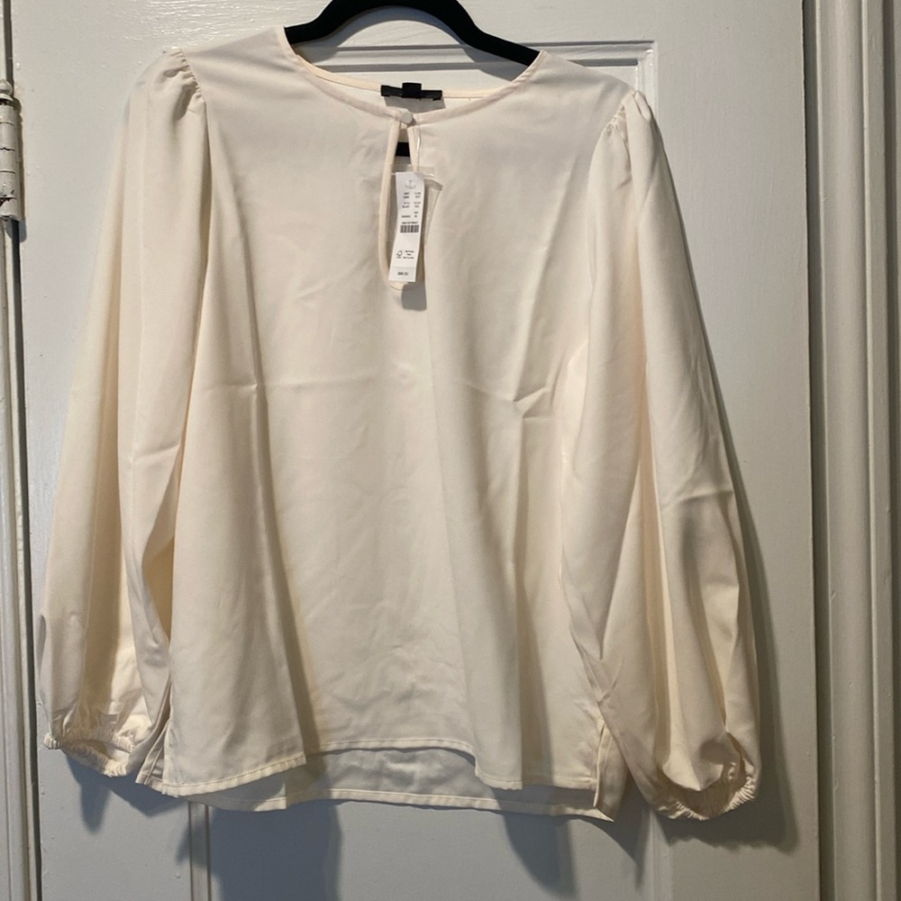 JCrew Puff-sleeve satin-back crepe top